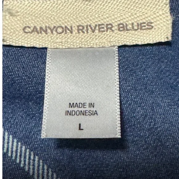 Women Chambray Plaid Top Size L - Picture 2 of 4